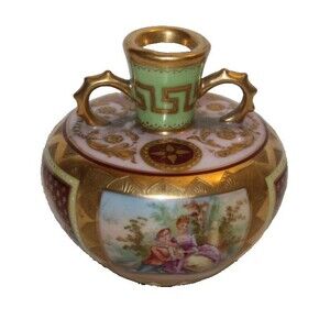 Antique 19th Century Royal Vienna Style Hand Painted Porcelain Cabinet Vase